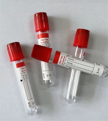 Bộ sưu tập máu đồng bằng vô trùng Ống nghiệm nhựa thủy tinh Nắp đỏ chân không 10ml